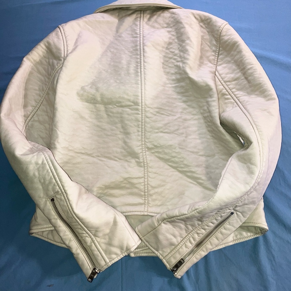 Abercrombie & Fitch Women's Off-White Leather Jacket - Picture 6 of 8